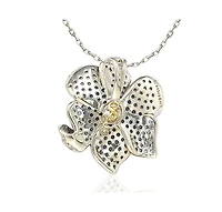 Suzy Levian Sterling Silver Sapphire Flower Petal Pendant