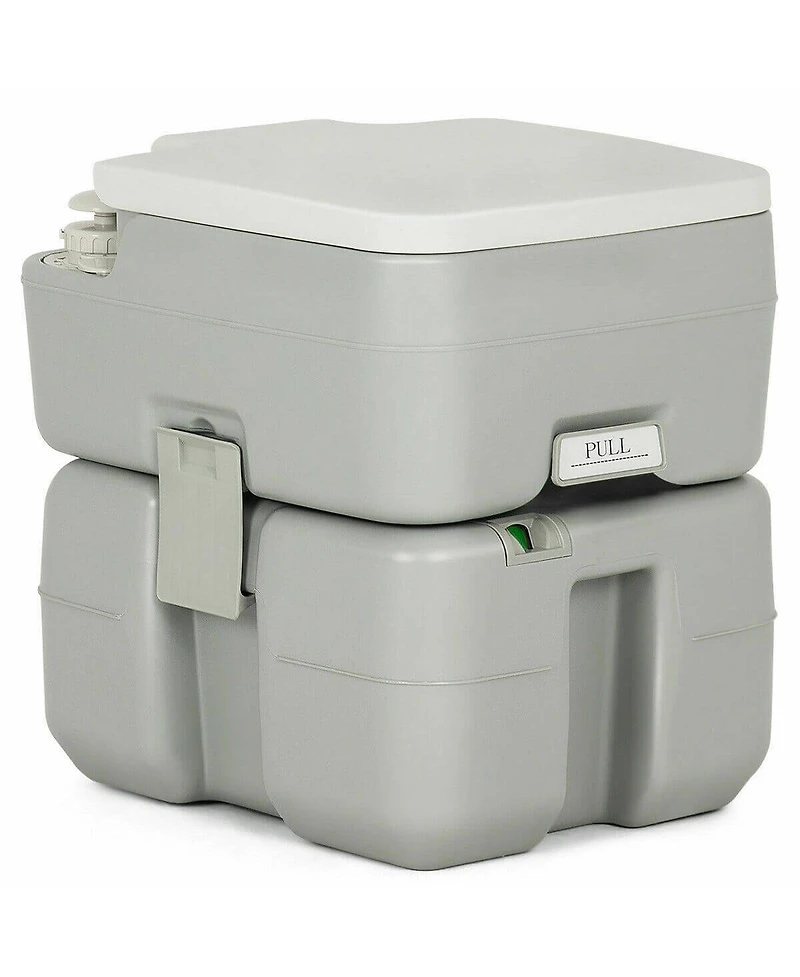 5.3 Gallon Portable Travel Toilet with Piston Pump Flush for Camping