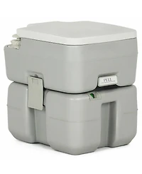 5.3 Gallon Portable Travel Toilet with Piston Pump Flush for Camping