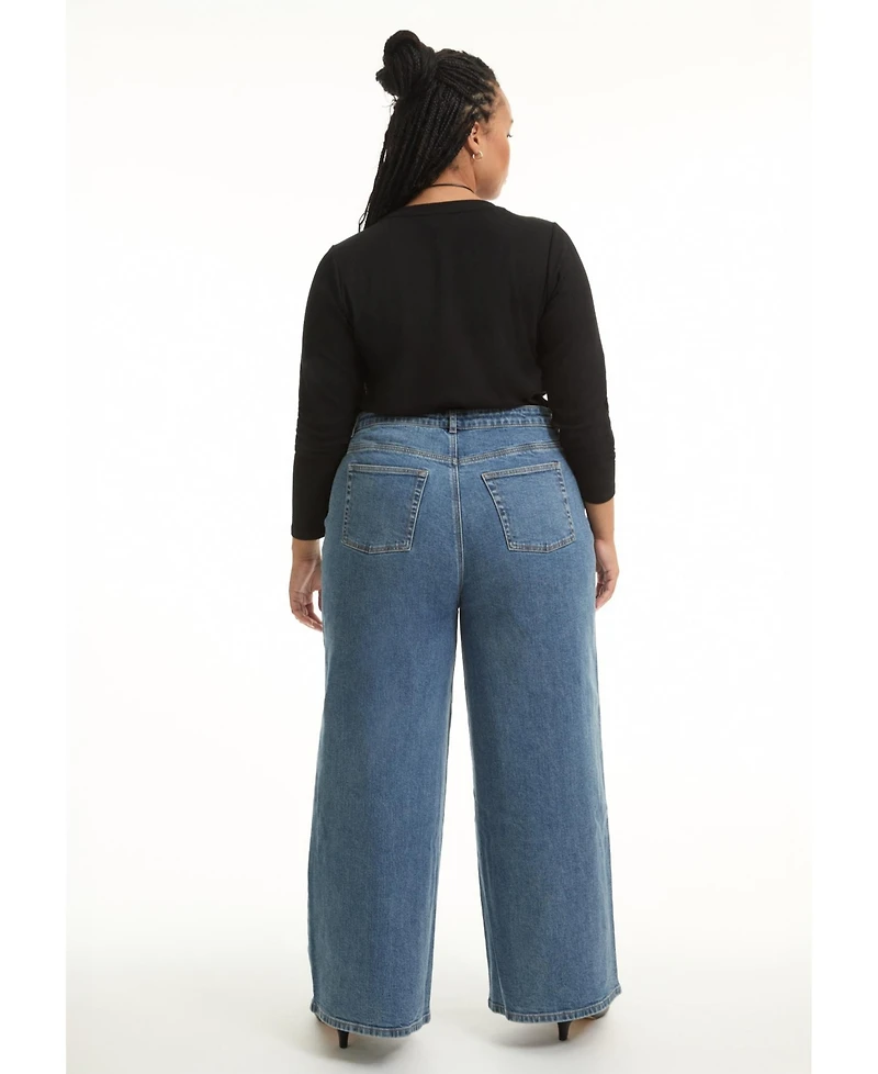 June + Vie Women's Plus Curvie-Fit High-Rise Jeans