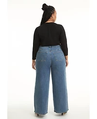 June + Vie Women's Plus Curvie-Fit High-Rise Jeans