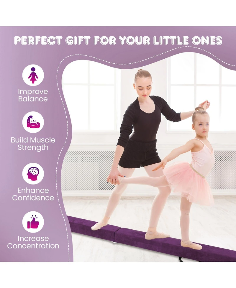 Folding Balance Beam with Solid Wood Base and Anti-Slip Bottom