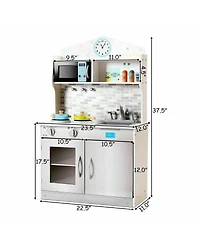 Kids Wooden Pretend Cooking Playset Cookware Kitchen