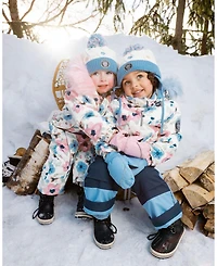 Deux par Girl Lined Knit Hat with Ears Off-White and Blue - Toddler|Child