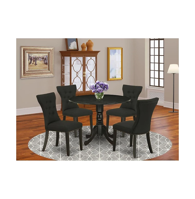 East West Furniture Dining Room Set Wirebrushed Black