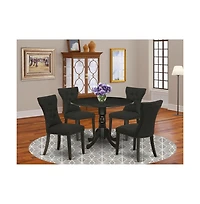 East West Furniture Dining Room Set Wirebrushed Black