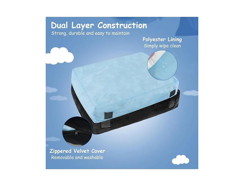 47 x 35.5 Inch Crash Pad Sensory Mat with Foam Blocks and Washable Cover