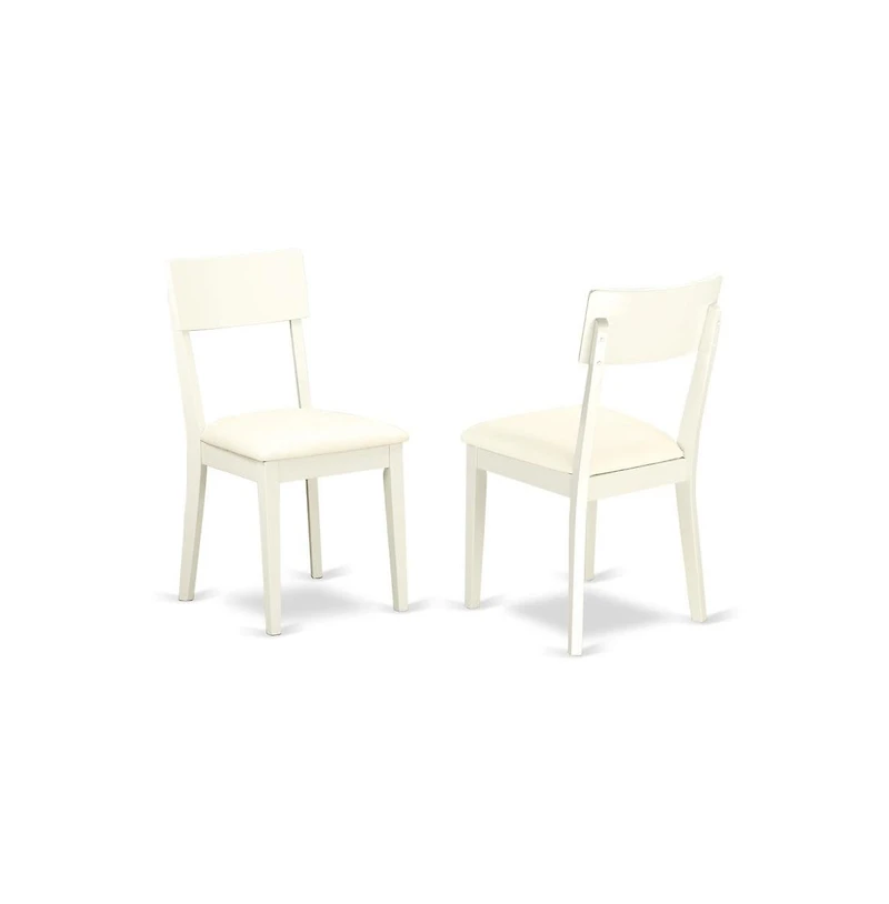 East West Furniture 3 Piece Dinette Set Consists of 1 Drop Leaves Modern Dining Room Table and 2 Linen White Faux Leather Dining Room Chairs with Ladd