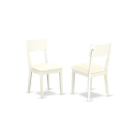 East West Furniture 3 Piece Dinette Set Consists of 1 Drop Leaves Modern Dining Room Table and 2 Linen White Faux Leather Dining Room Chairs with Ladd