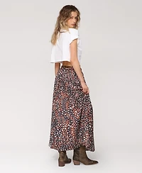 Avec Les Filles Women's High Slit Western Belt Maxi Skirt