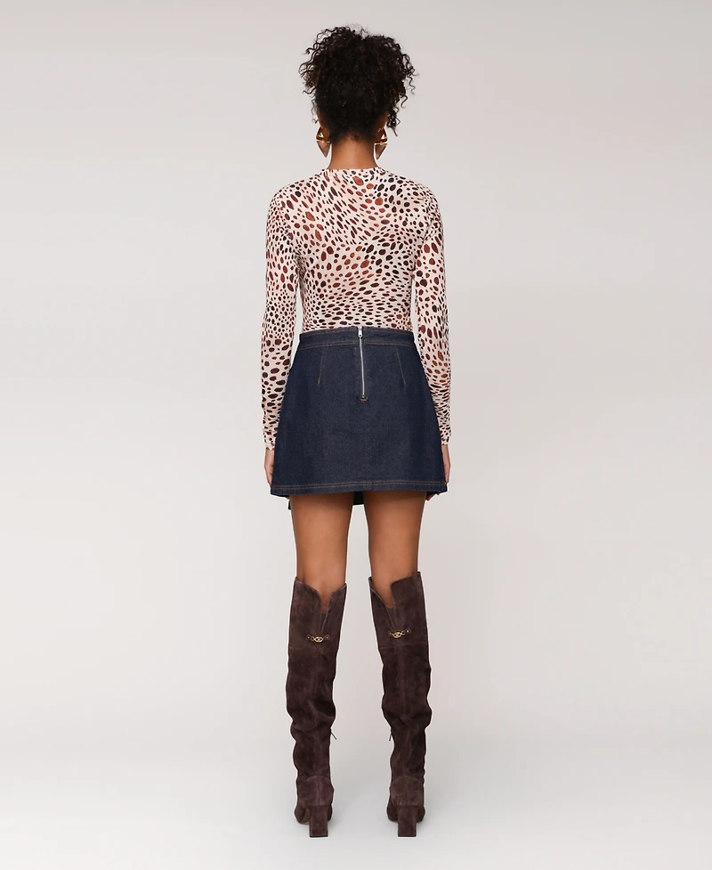 Avec Les Filles Women's Mini Envelope Denim Skort