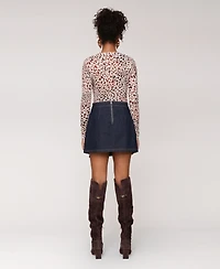 Avec Les Filles Women's Mini Envelope Denim Skort