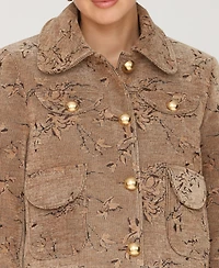 Avec Les Filles Women's Floral Corduroy Four Pocket Cropped Jacket