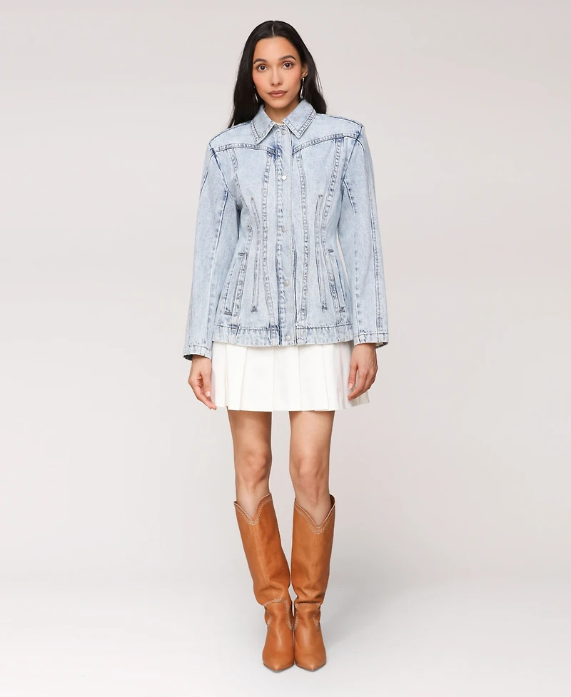 Avec Les Filles Women's Corset Seamed Long Sleeve Jacket