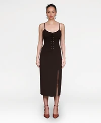 Avec Les Filles Women's Lace Up Corset Midi Dress