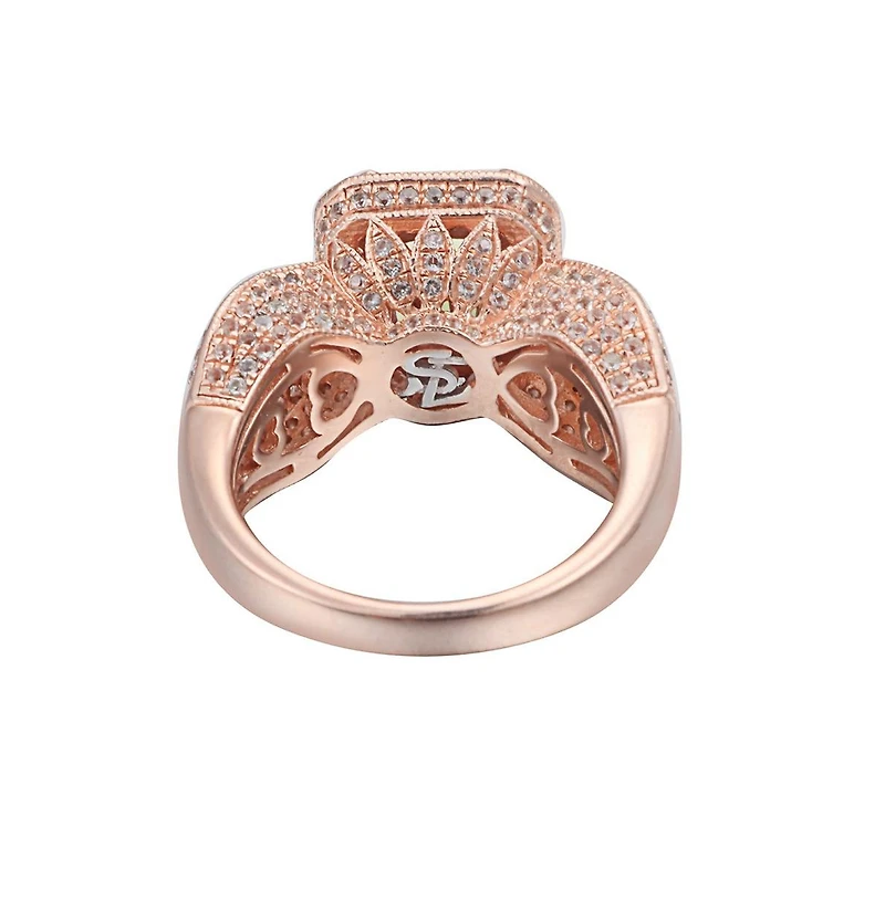 Suzy Levian New York Sterling Silver Emerald Cut Center Topaz Cocktail Ring