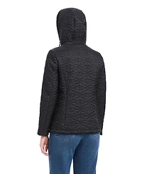 kate Spade new york Women's Short Flower Quilted Jacket With Hood