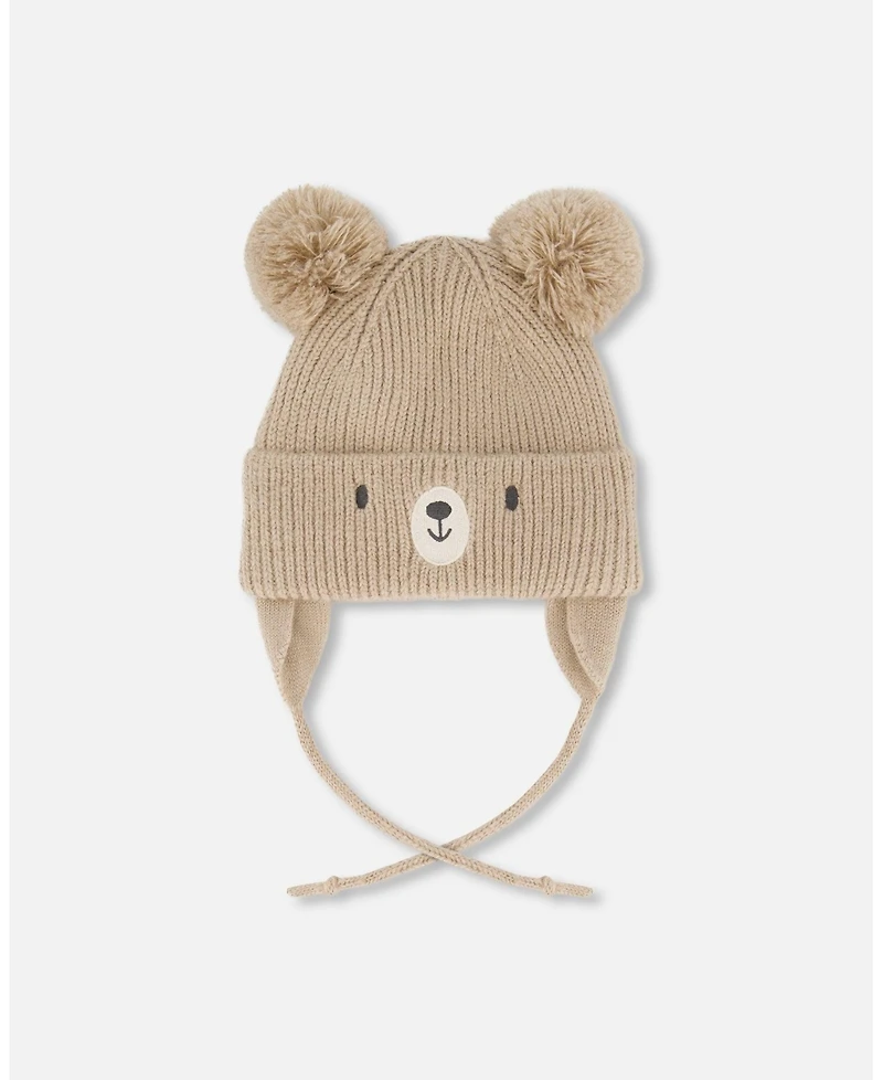 Deux par Toddler Unisex Lined Knit Hat with Pompoms Chanterelle - Baby|Toddler