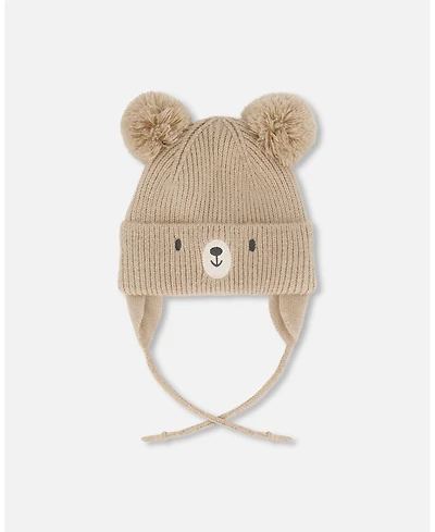 Deux par Toddler Unisex Lined Knit Hat with Pompoms Chanterelle - Baby|Toddler