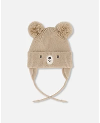 Deux par Toddler Unisex Lined Knit Hat with Pompoms Chanterelle - Baby|Toddler