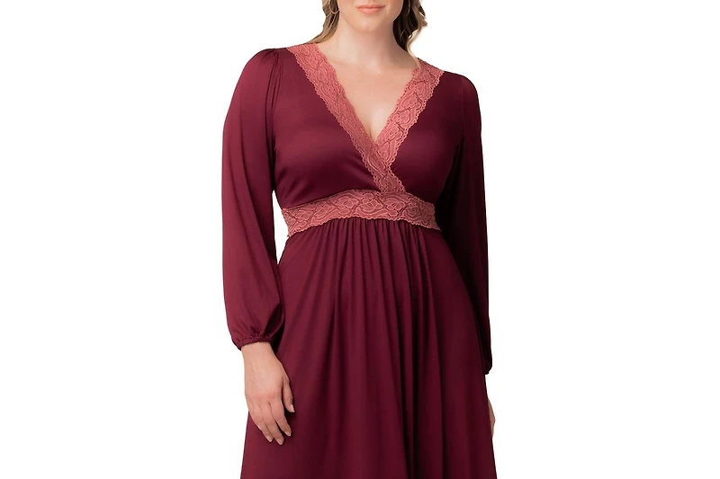 Kiyonna Women's Plus Lara Lace Trim Long Dress