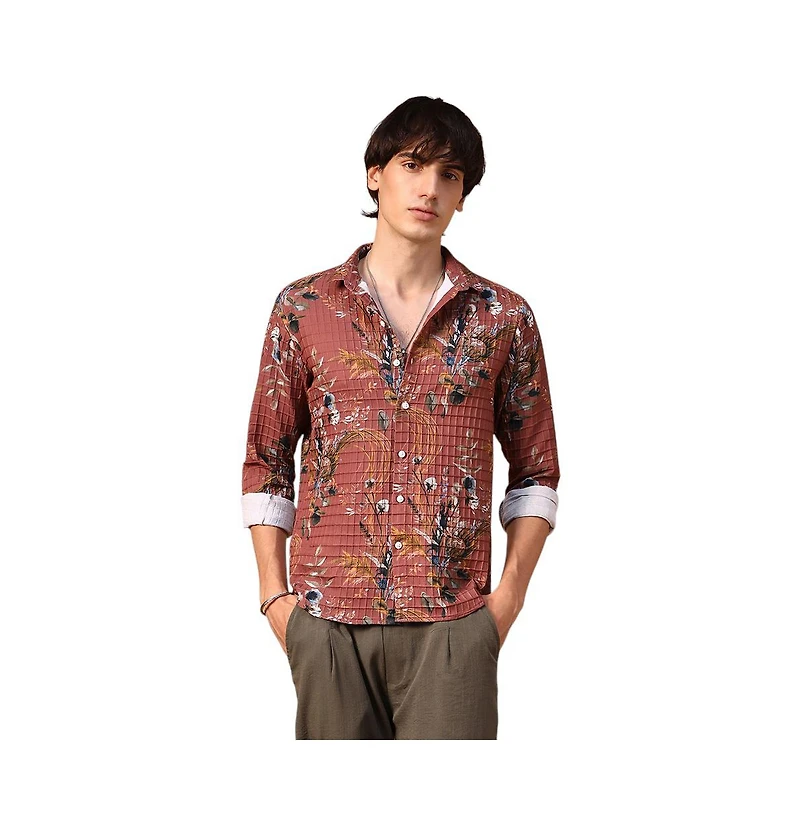 Campus Sutra Sunflower-Waffle Shirt