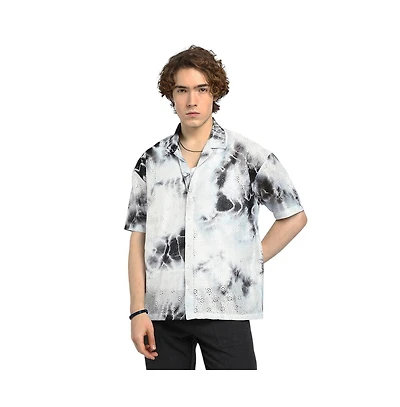 Campus Sutra Men's Tie-Dye Knit Oversized Shirt
