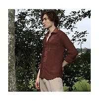 Campus Sutra Men's Solid Tactile-Woven Shirt