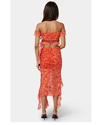 Bebe Ruffle Fringe Skirt