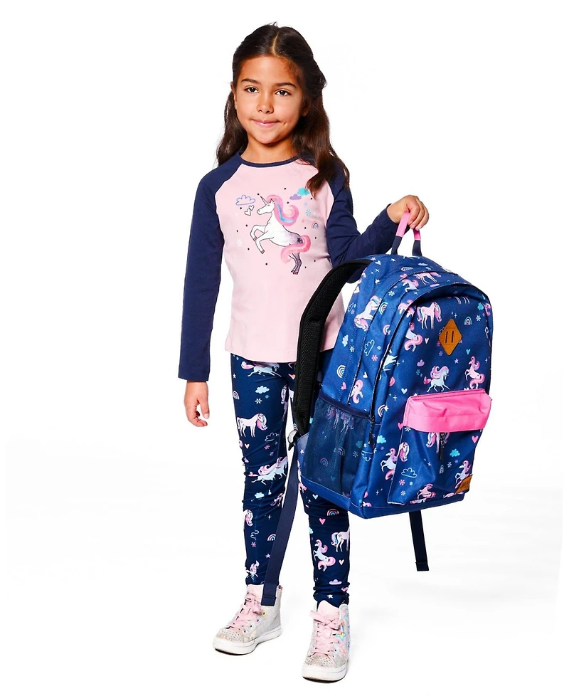 Deux par Deux Girl Kids Backpack Navy Unicorn Print - Toddler|Child