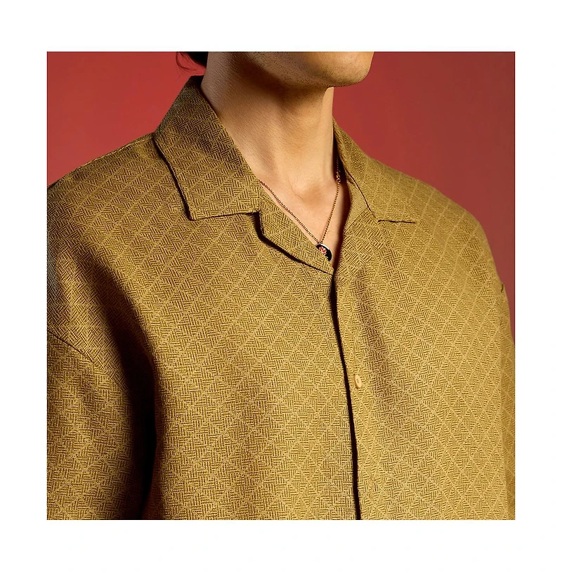 Campus Sutra Men's Quad-Lined Oversized Shirt