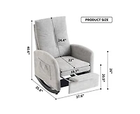Casainc Rocking Chair with Footrest High Back Rubber Wood Rocking Legs