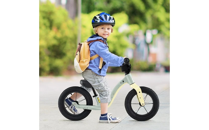 12 Inch Balance Bike with Adjustable Seat and Rotatable Handlebar for Ages 3+ - Green