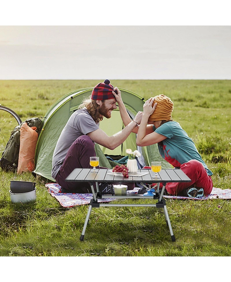 Folding Heavy-Duty Aluminum Camping Table with Carrying Bag