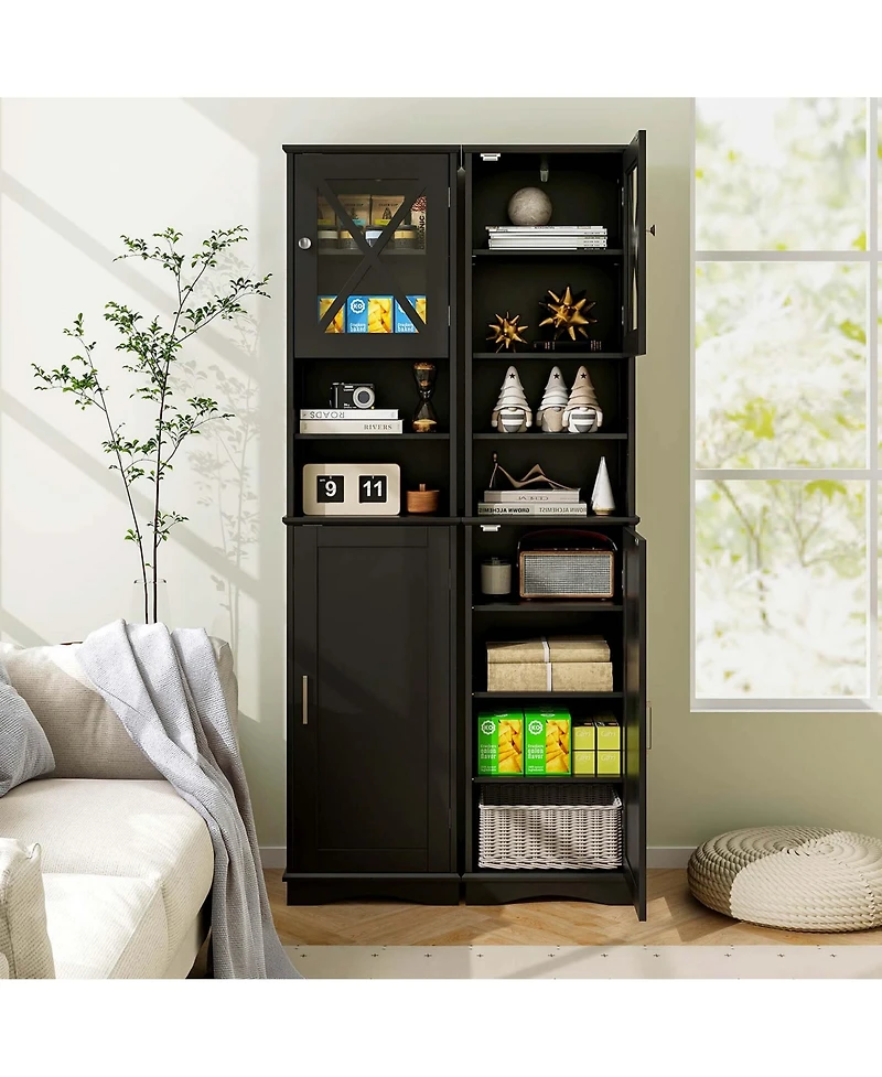 Costway 67" Tall Bathroom Cabinet Freestanding Storage with 5 Adjustable Shelves