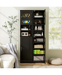 Costway 67" Tall Bathroom Cabinet Freestanding Storage with 5 Adjustable Shelves