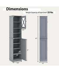 Costway 67" Tall Bathroom Cabinet Freestanding Storage with 5 Adjustable Shelves