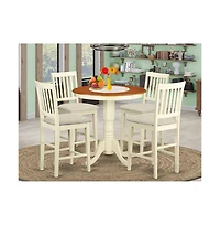East West Furniture 5 Pc pub Table set - Kitchen dinette Table and 4 bar stools with backs
