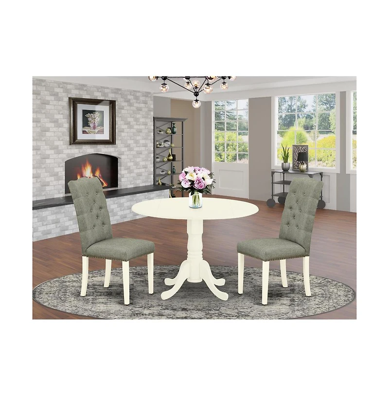 East West Furniture Dining Room Set Linen White