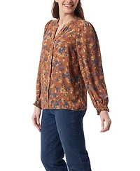 Gloria Vanderbilt Women's Danika Pleated Peasant Long Sleeve Top