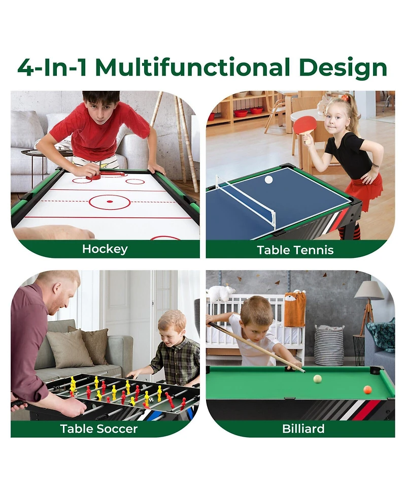 4-in-1 Multi-Game Table with Pool and Billiards