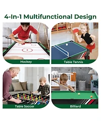 4-in-1 Multi-Game Table with Pool and Billiards