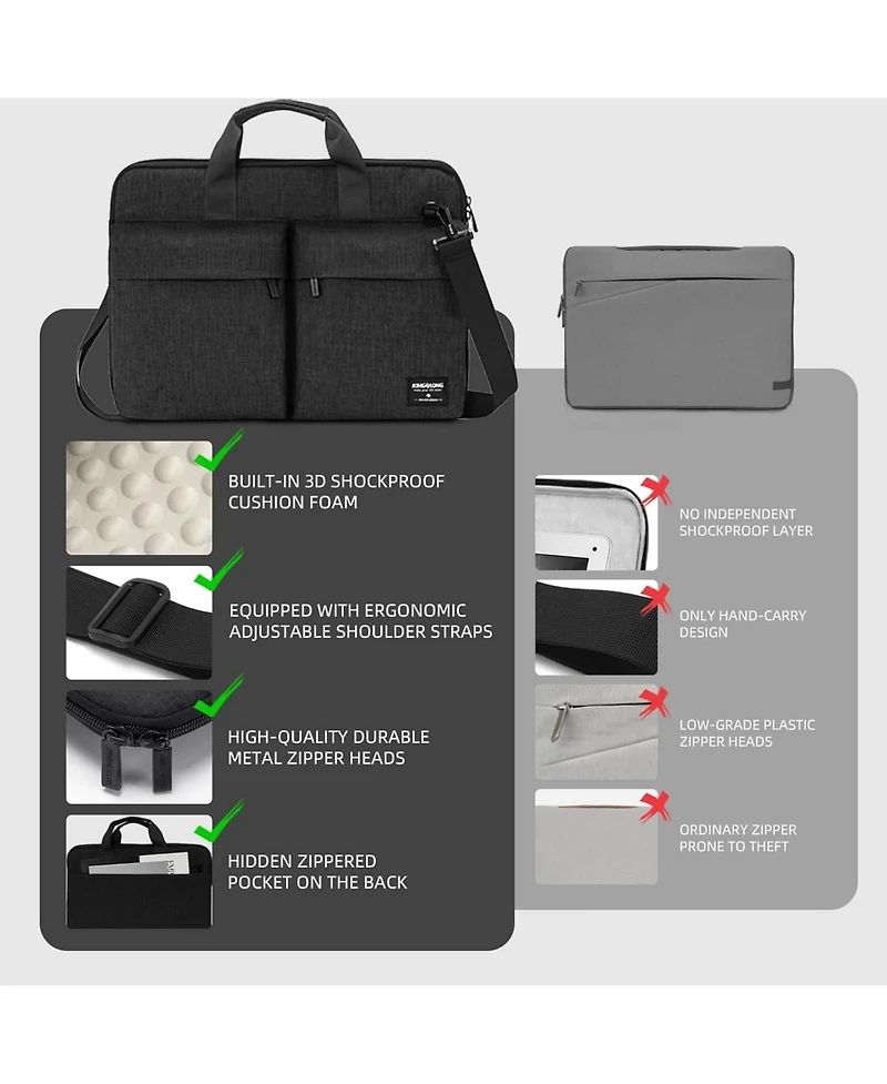17-17.3 inch Slim Laptop Bag, Computer Carrying Case with Shoulder Strap, Notebook Handbag Cover for Men Women Fits Acer Asus Lenovo Hp Toshiba Black