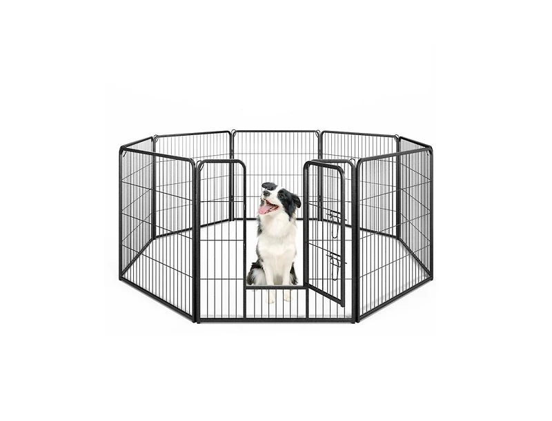 8-Panel 32 Inch Height Pet Fence for Indoor and Outdoor Use