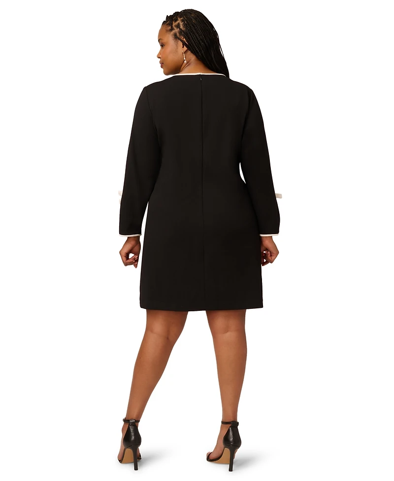 Adrianna Papell Plus 3/4-Sleeve Crewneck Dress