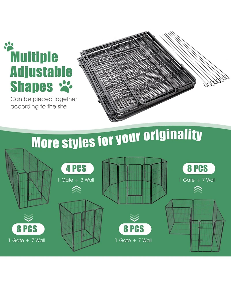 8 Metal Panel Heavy Duty Pet Playpen Dog Fence with Door - 48 Inches