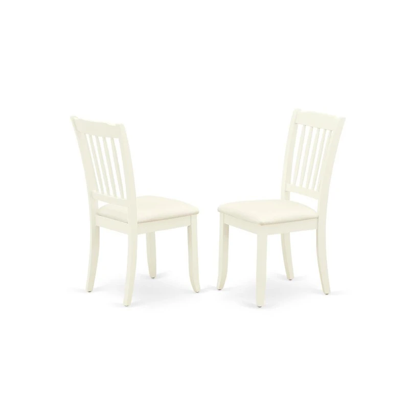 East West Furniture 5 Piece Kitchen Set - Linen White Round Dining Table and 4 Linen White Dining Chairs with Slatted Back - Linen White Finish
