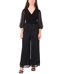 Msk Women's V-Neck Puff Sleeve Wrap Top