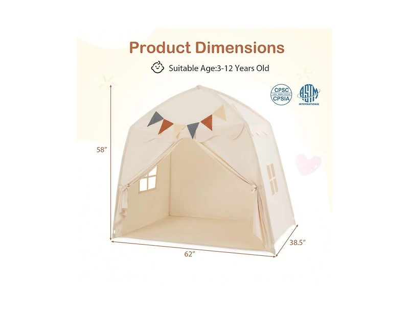 Kids Play Tent Bed Tent with String Lights Extra Large Playhouse Tent