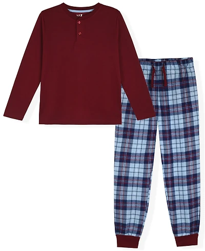 Max & Olivia Little and Big Boys 2-Piece Knit Top Plaid Jogger Pants Set
